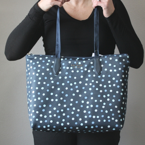 Kate Spade Mel Tote in Navy Blue with polka dots - Picture 5 of 7
